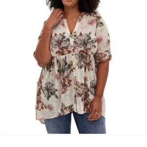 Chiffon Hi Low Tunic Top Floral Flowy Boho Hipster Hippie Trendy Sheer Blouse 2